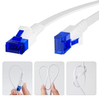 Mygatti 7,5m CAT6 Lapos Ethernet Kábel Fehér, UV-Álló, POE Kamera és Router Csatlakozáshoz 2