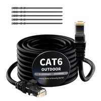 Mygatti Cat 6 Kültéri Ethernet Kábel 7,5 m Fekete RJ45 Hálózati Kábel Vízálló PoE Kamera Router Modem Kompatibilis 25 Kábelkötegelővel 1