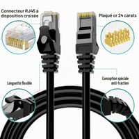 Mygatti Cat 6 Kültéri Ethernet Kábel 7,5 m Fekete RJ45 Hálózati Kábel Vízálló PoE Kamera Router Modem Kompatibilis 25 Kábelkötegelővel 3