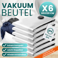 Set saci de vidat myHodo XXL (6 buc, 80x120 cm) Saci de vidat extra mari pentru pilote, lenjerii de pat și haine, saci de depozitare practici 7