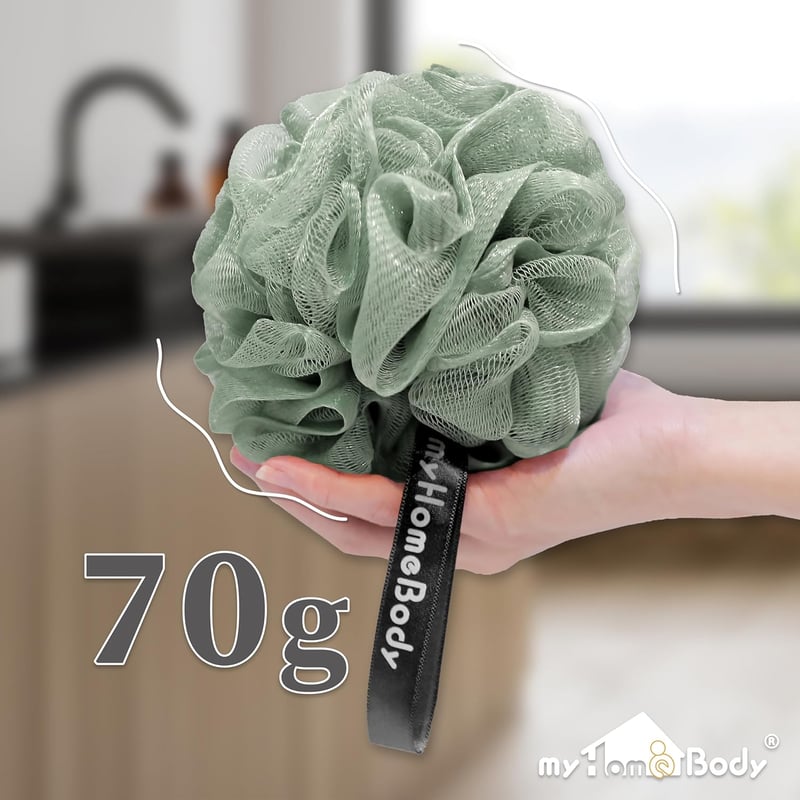 myHomeBody 70g Loofah Fürdőszivacs Szett 3db Aktivszénnel Grafitszürke és Zöld