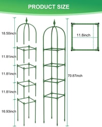 MYMULIKE Set 2 Obeliscuri de Grădină pentru Plante Cățărătoare, Interior și Exterior, Suport pentru Plante din Oțel Inoxidabil de 180 cm, pentru Flori, Legume și Trandafiri 3