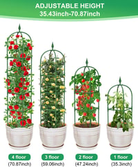 MYMULIKE Set 2 Obeliscuri de Grădină pentru Plante Cățărătoare, Interior și Exterior, Suport pentru Plante din Oțel Inoxidabil de 180 cm, pentru Flori, Legume și Trandafiri 4