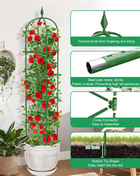 MYMULIKE Set 2 Obeliscuri de Grădină pentru Plante Cățărătoare, Interior și Exterior, Suport pentru Plante din Oțel Inoxidabil de 180 cm, pentru Flori, Legume și Trandafiri 2
