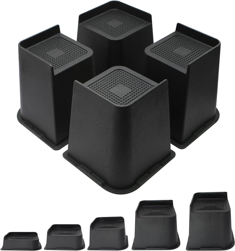 MYMULIKE Bútoremelő Készlet 4 db L-alakú Ágyemelő 15,2 cm Emelési Magasság Bútorlábak Alá