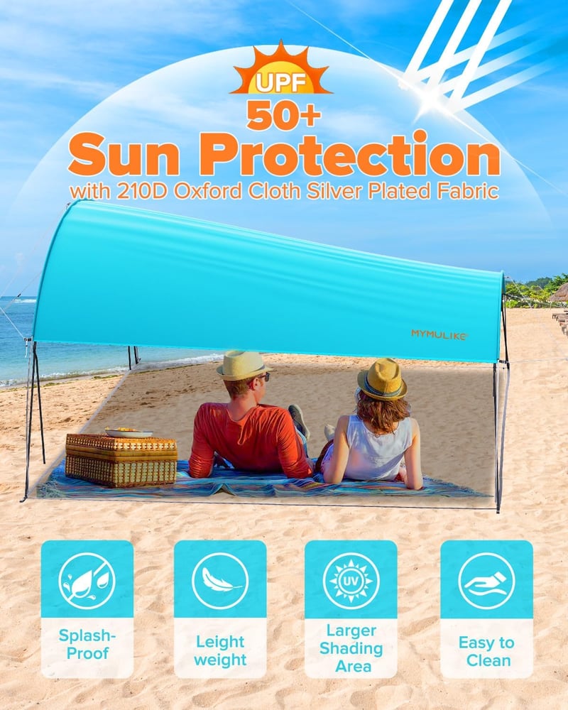 MYMULIKE Strandtáska 3,2x3,2m UV50+ Napvédelem 4 Személyes Árnyékolás