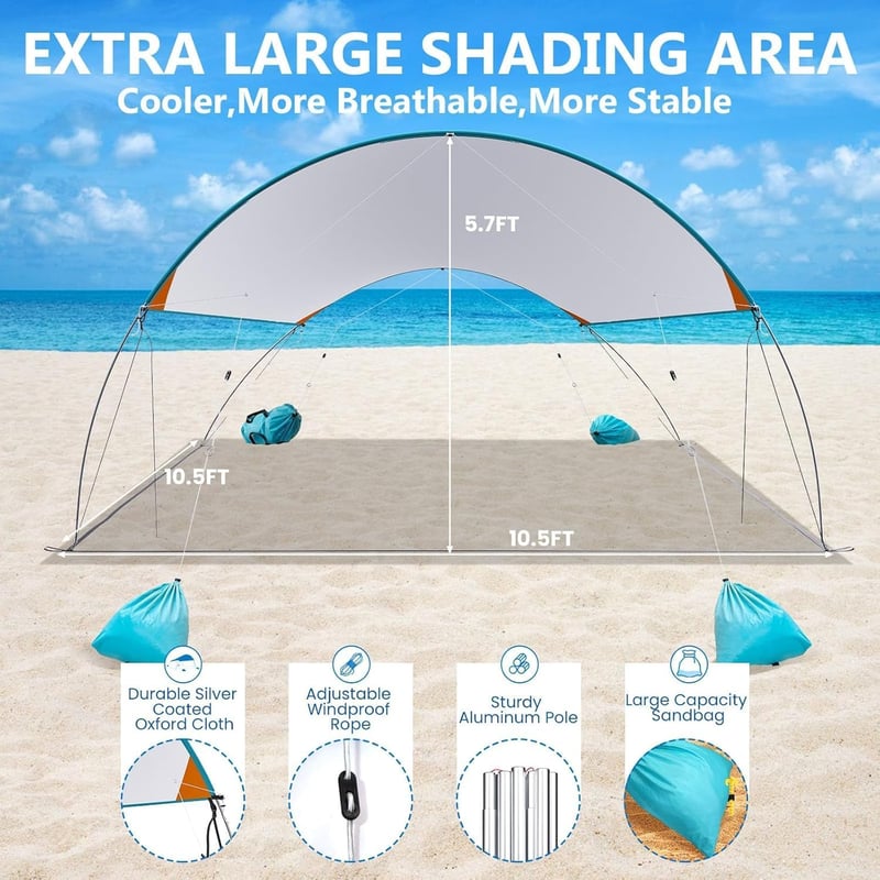 MYMULIKE Strandtáska 3,2x3,2m UV50+ Napvédelem 4 Személyes Árnyékolás