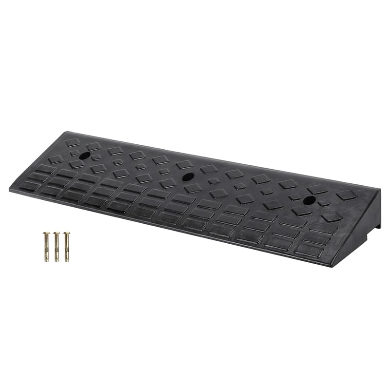 Rampă de prag din cauciuc MYOYAY 100x25x10 cm, capacitate de încărcare 10 t - negru