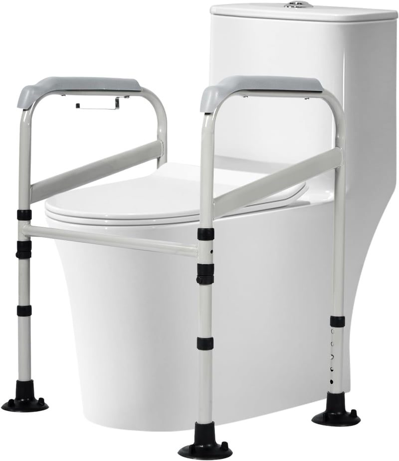 MYOYAY WC Kapaszkodó Keret Időseknek - Állítható Magasság, Fúrás Nélküli Telepítés, 100kg Teherbírás, Csúszásgátló Talpak, Fürdőszobai Bizto