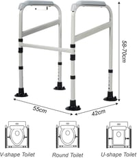 MYOYAY WC Kapaszkodó Keret Időseknek - Állítható Magasság, Fúrás Nélküli Telepítés, 100kg Teherbírás, Csúszásgátló Talpak, Fürdőszobai Bizto 2