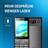 Mobilný telefón pre seniorov myPhone 7340 LTE, tlačidlový telefón 4G s veľkým displejom, Dual SIM, 2,8-palcová obrazovka, čierna/strieborná, batéria 1400 mAh 6