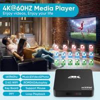 MYPIN 4K 60Hz médialejátszó 8TB HDD/256GB USB/SD kártyához HDMI AV kimenettel 2