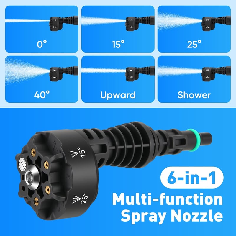 MYPIN 725 PSI Akkumulátoros Nyomásmosó LCD Kijelzővel, 6az1-ben Fúvóka