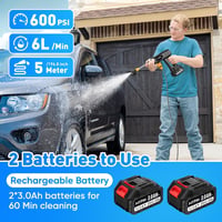 MYPIN akkumulátoros magasnyomású mosó 600 PSI - 21 V, 2 akkumulátorral, 6 az 1-ben fúvókával 5