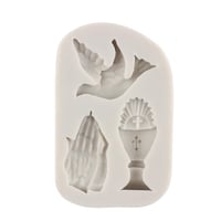 Formă din silicon MYPRACS cu 4 modele de cruce - potir, porumbel al păcii, fondant, decor pentru brioșe, decor pentru tort, ciocolată, pastă de zahăr, botez 9