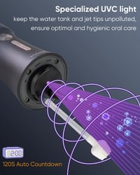 MySmile LP221 Vezeték Nélküli Szájzuhany OLED Kijelzővel - 335ml Víztartály, 4 Üzemmód, 8 Fej, UV Sterilizálás, Utazótáska, Fogköztisztító

 6