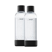 Mysoda 2 x 1-litrová fľaša na vodu bez BPA pre výrobníky sódy s uzáverom Quick-Lock a detailmi z dreveného kompozitu – čierna 1