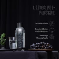 Mysoda 2 x 1-litrová fľaša na vodu bez BPA pre výrobníky sódy s uzáverom Quick-Lock a detailmi z dreveného kompozitu – čierna 5
