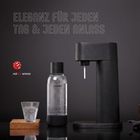 Mysoda 2 x 1-litrová fľaša na vodu bez BPA pre výrobníky sódy s uzáverom Quick-Lock a detailmi z dreveného kompozitu – čierna 6