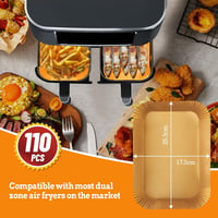 MYSTILUCK 110 db légfryer papír 20,5x14 cm dupla kamrás airfryer-hez, Ninja kompatibilis, olajálló 4