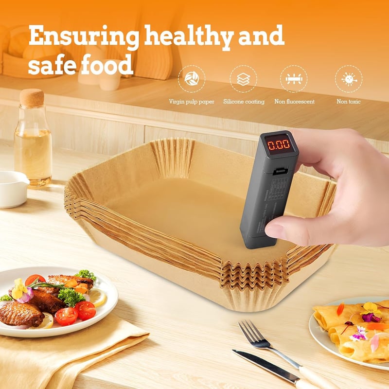 MYSTILUCK 110 db légfryer papír 20,5x14 cm dupla kamrás airfryer-hez, Ninja kompatibilis, olajálló