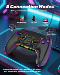 MYSTILUCK Wireless Gamepad PS5/PC/MAC/iOS/Android/Steam Deck RGB LED Hall Effect Stick 7