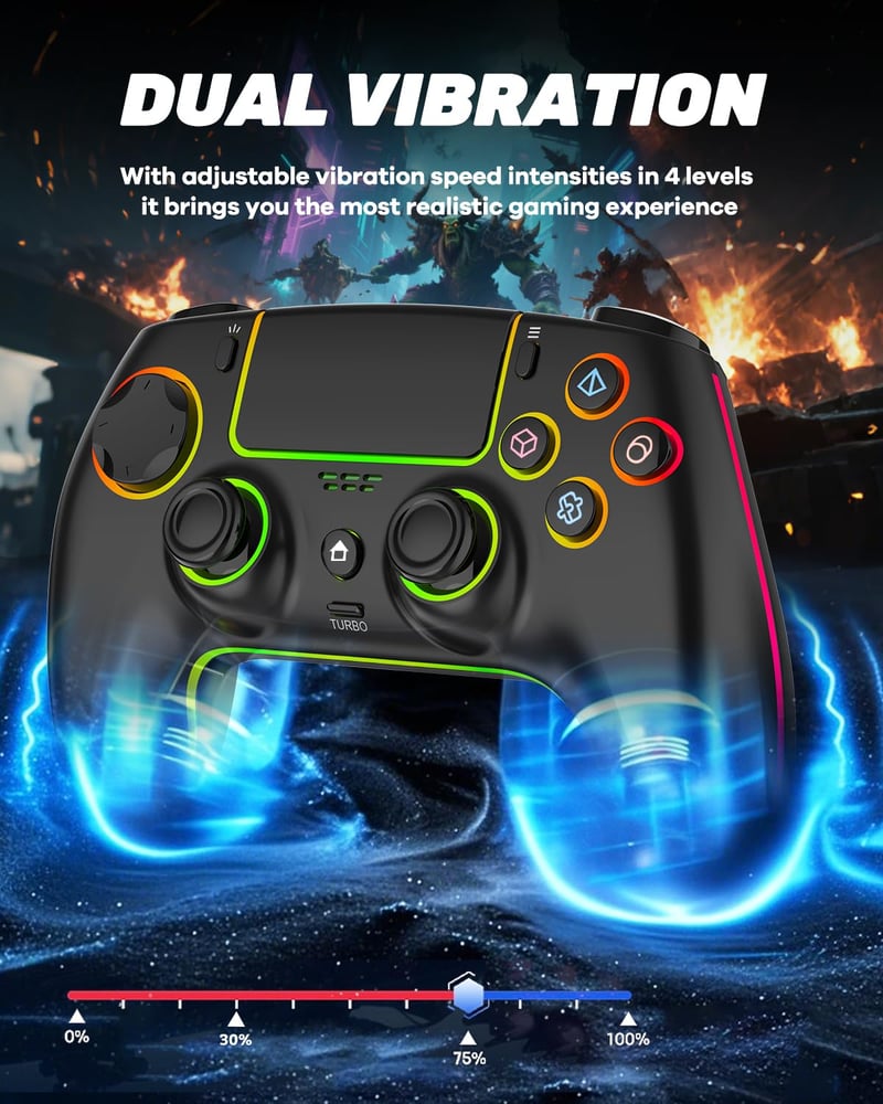 MYSTILUCK Wireless Gamepad PS5/PC/MAC/iOS/Android/Steam Deck RGB LED Hall Effect Stick