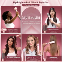 Mythsight Airstyler 6 az 1-ben ionos hajszárító göndörítő utazótáskával - Pink 2