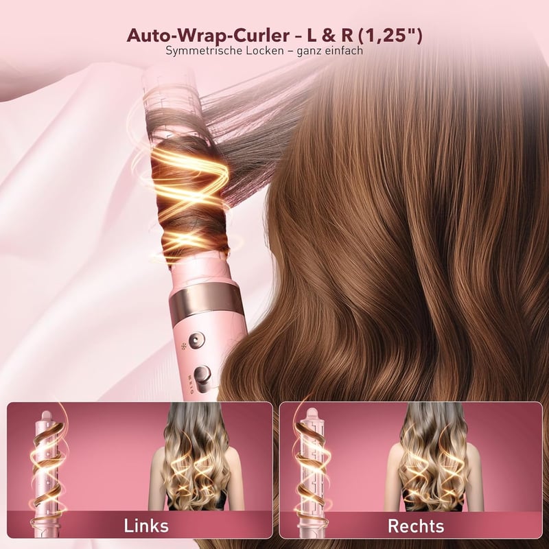 Mythsight Airstyler 6 az 1-ben ionos hajszárító göndörítő utazótáskával - Pink