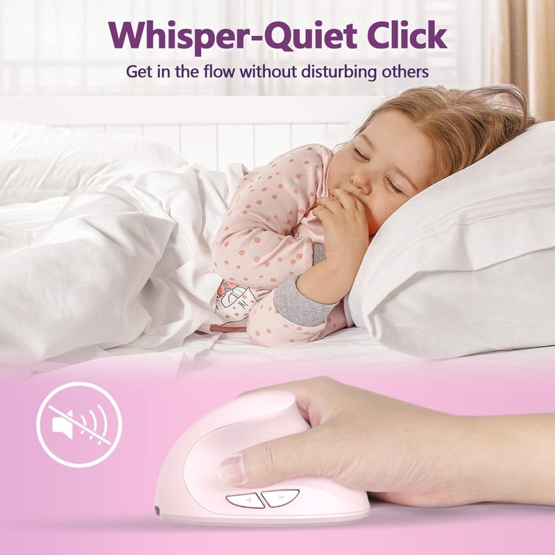 Mytrix Rosa Sakura 2.4GHz vezeték nélküli függőleges egér, újratölthető ergonomikus optikai egér, 3 DPI fokozat, jobbkezes