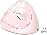 Mytrix Rosa Sakura 2.4GHz vezeték nélküli függőleges egér, újratölthető ergonomikus optikai egér, 3 DPI fokozat, jobbkezes 1