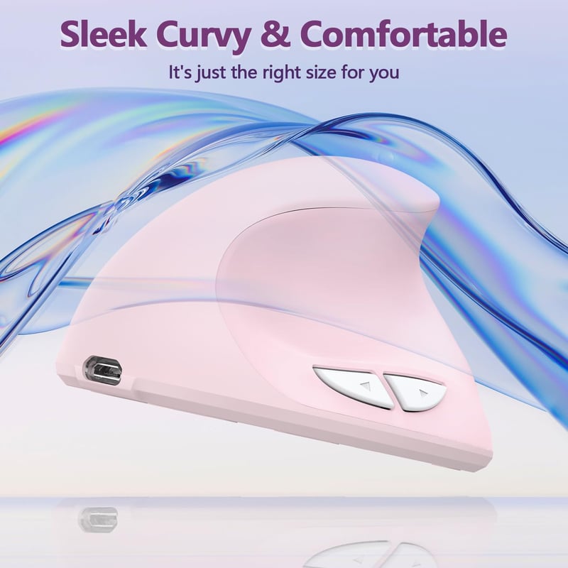 Mytrix Rosa Sakura 2.4GHz vezeték nélküli függőleges egér, újratölthető ergonomikus optikai egér, 3 DPI fokozat, jobbkezes