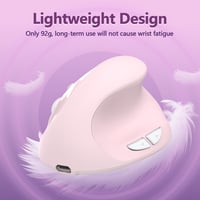 Mytrix Rosa Sakura 2.4GHz vezeték nélküli függőleges egér, újratölthető ergonomikus optikai egér, 3 DPI fokozat, jobbkezes 4