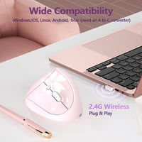 Mytrix Rosa Sakura 2.4GHz vezeték nélküli függőleges egér, újratölthető ergonomikus optikai egér, 3 DPI fokozat, jobbkezes 7
