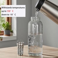 MZSX Staklena boca za vodu s cjedilom za čaj 1500 ml, sa zaštitnom navlakom, nepropusna boca za piće za fitness, planinarenje, kampiranje, školu i ured 6