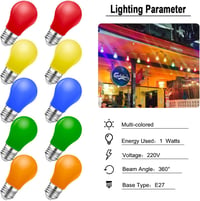 MZYOYO 10 darabos E27 LED izzó szett színes dekorációs fényforrás party és karácsony 7