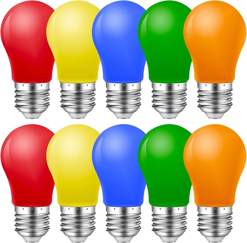 MZYOYO 10 darabos E27 LED izzó szett színes dekorációs fényforrás party és karácsony