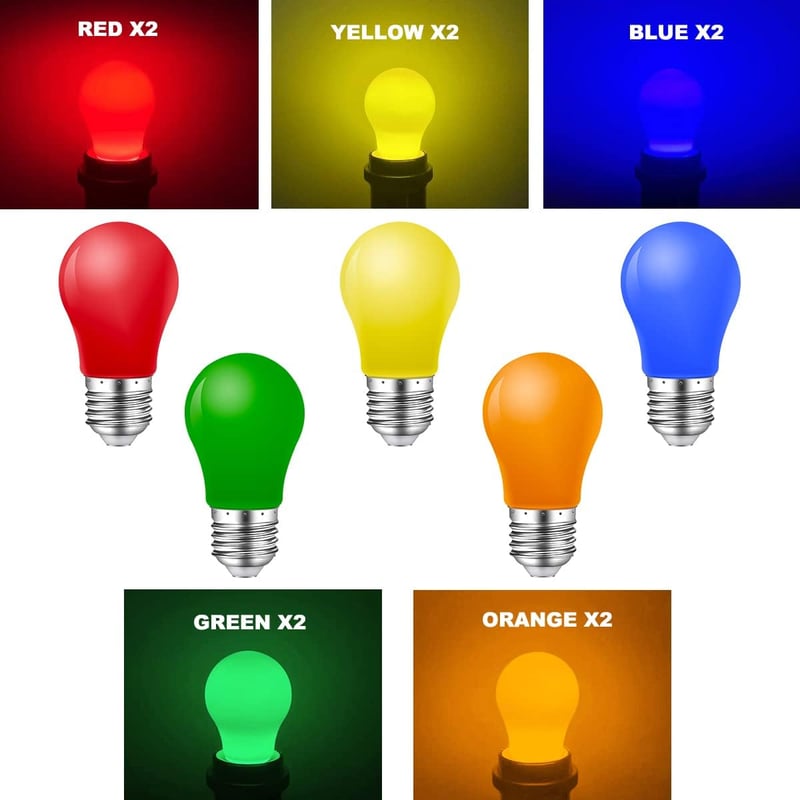 MZYOYO 10 darabos E27 LED izzó szett színes dekorációs fényforrás party és karácsony