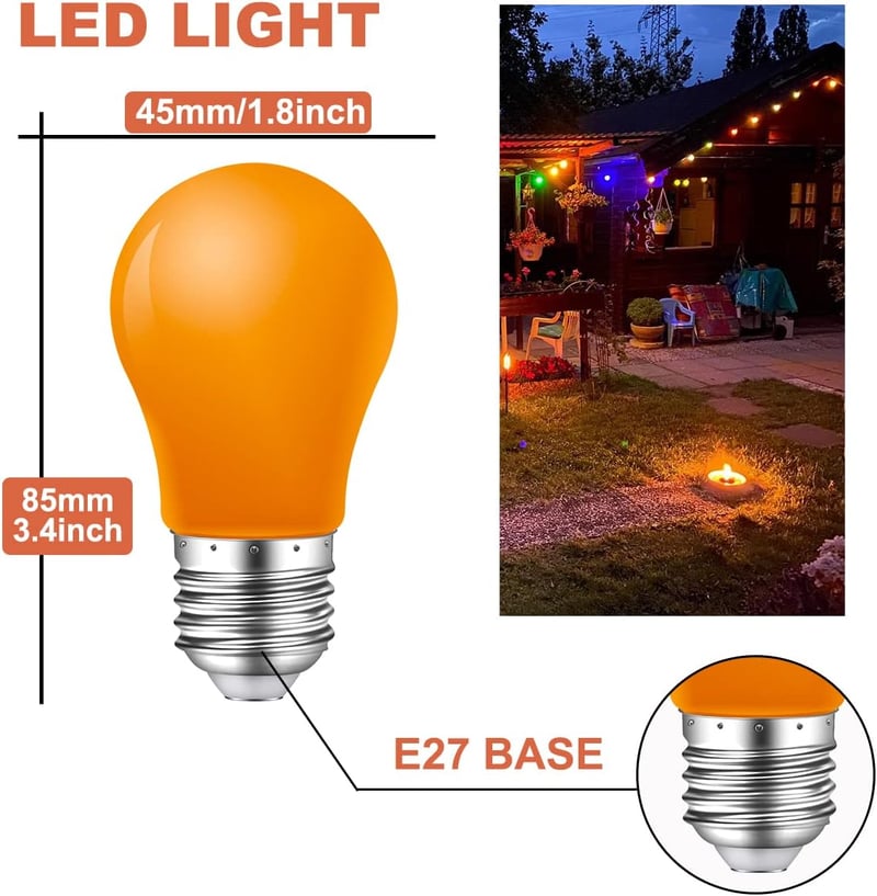 MZYOYO 10 darabos E27 LED izzó szett színes dekorációs fényforrás party és karácsony