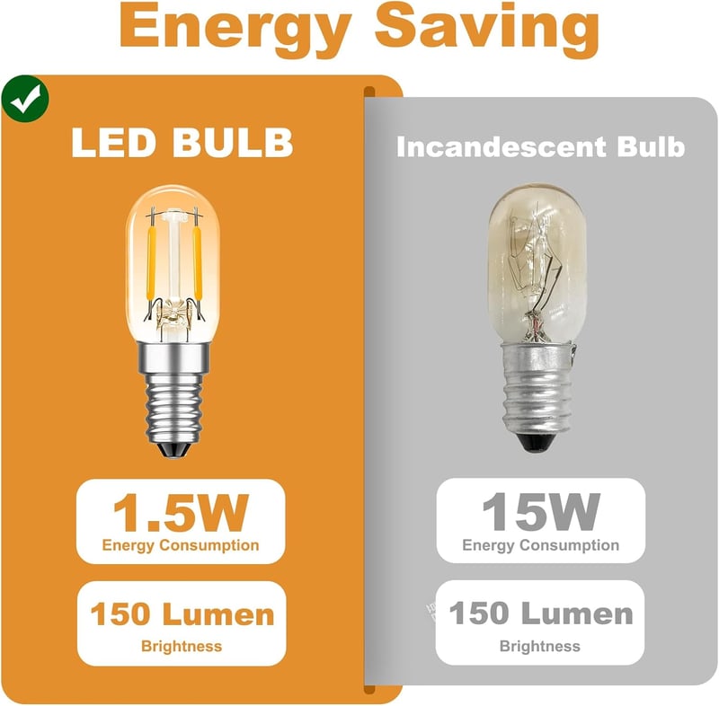 MZYOYO E14 LED Hűtőszekrény Izzó 1.5W Meleg Fehér 2700K Vintage