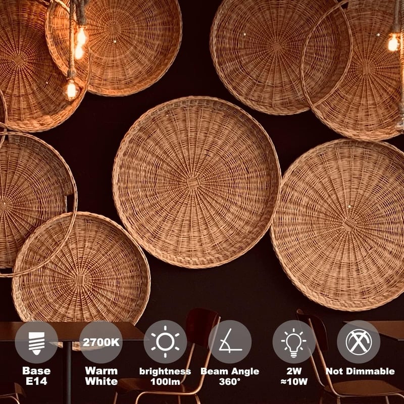 MZYOYO E14 LED izzó 2W meleg fehér vintage G45 6db retro filament lámpa