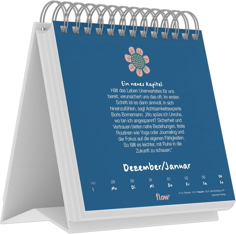 N NEUMANNVERLAGE Flow 2026 Asztali Naptár 16x17cm Mindfulness Tippek Inspiráció - White