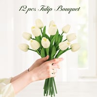 N&T NIETING Élethű Műtulipán Csomag - 12 db Latex PU Valódi Tapintású Elefántcsont Virág Dekoráció Esküvőre, Otthonba, Irodába 4