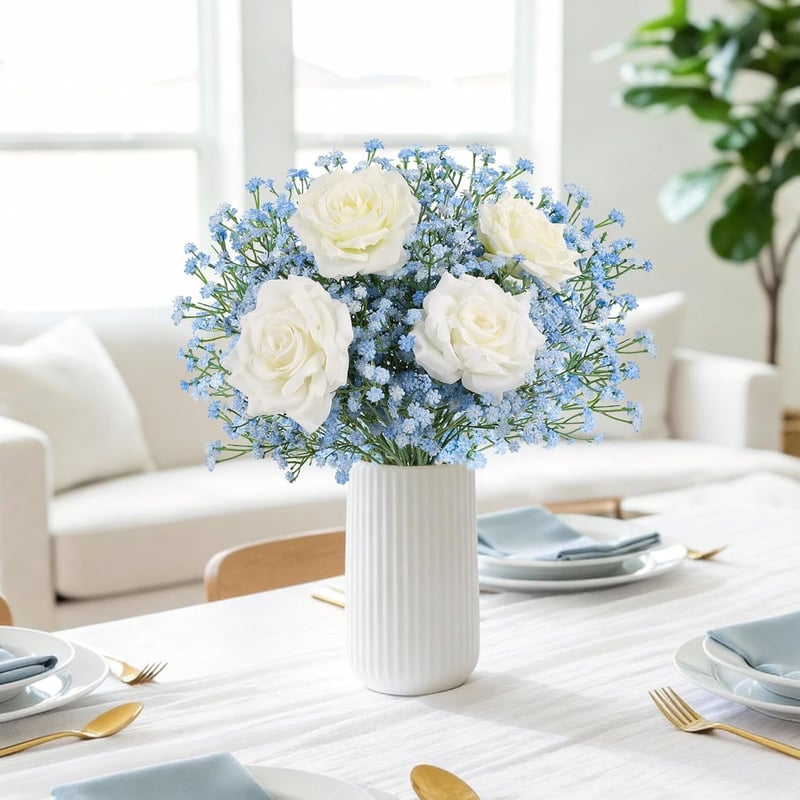 N&T NIETING Mesterséges Gypsophila Virág 15 db Kék Művirág Esküvői Csokor Dekoráció