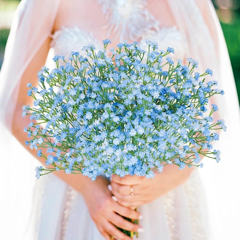 N&T NIETING Mesterséges Gypsophila Virág 15 db Kék Művirág Esküvői Csokor Dekoráció