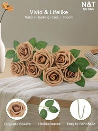 N&T NIETING Műrózsa Virágok 25 Darabos Csomag Szárral, Világosbarna Dekoráció Esküvő Lakberendezés Anyák Napja 4