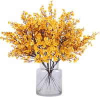 N&T NIETING Művirág Csokor - 12 db Sárga Fátyolvirág (Gypsophila) Művirág Esküvői Dekorációhoz, Asztaldíszhez, Lakásdekorációhoz, 49 cm 1