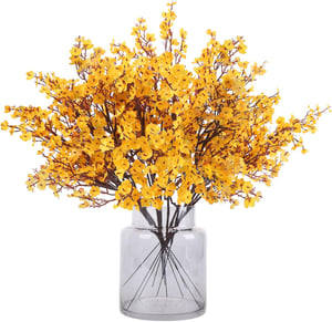 Buchet de flori artificiale N&T NIETING - 12 buc. Gypsophila galbenă, flori artificiale pentru decor nuntă, aranjamente de masă, decor acasă, 49 cm