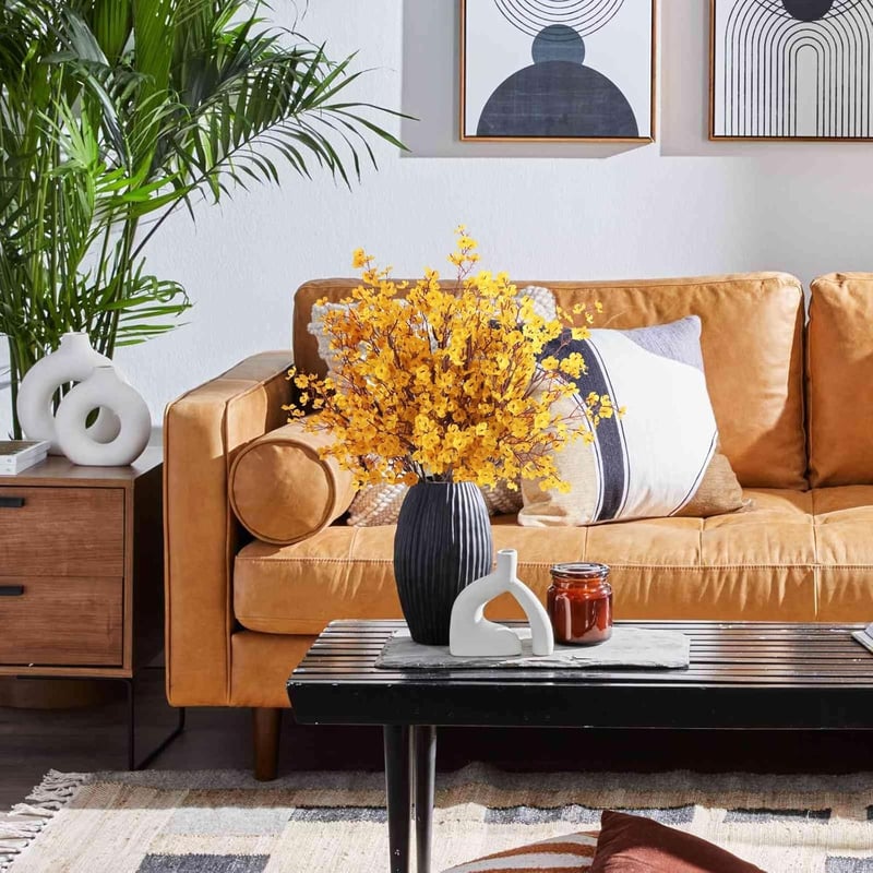 N&T NIETING Művirág Csokor - 12 db Sárga Fátyolvirág (Gypsophila) Művirág Esküvői Dekorációhoz, Asztaldíszhez, Lakásdekorációhoz, 49 cm