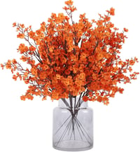 N&T NIETING Művirág Fátyolvirág Szett - 12 db Narancssárga Őszi Élethű Gypsophila Dekoráció Esküvőre, Asztaldíszhez, Csokrokhoz, 30 cm 1